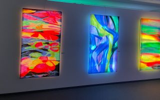 drei WandLichtSkulpturen von Kilian Saueressig in der Kunsthalle Messmer