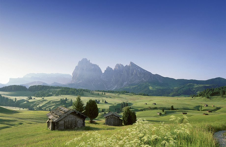 Die ausgedehnten, sonnigen Hochalmen wie die weitläufige Seiser Alm, Südtirols bieten Wanderern das ganze Jahr über Ruhe und Genuss.