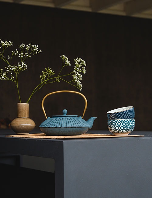 Bredemeijer gusseiserne Teekanne Modell Linhai in türkis